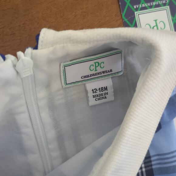 Classic Prep Maddie Summit Blue seersuckers Plaid/ collard dress size 12-18M NEW - Picture 3 of 8